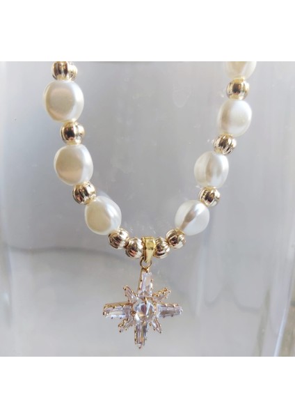 Zirkon Taşlı Incili Tasarım Kolye modelleri