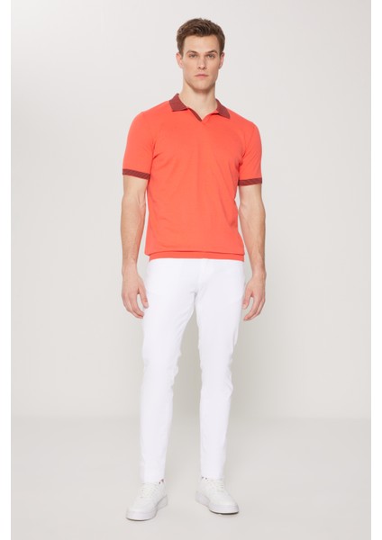 Erkek Mercan Standart Fit Normal Kesim Polo Yaka %100 Pamuk Triko Tişört