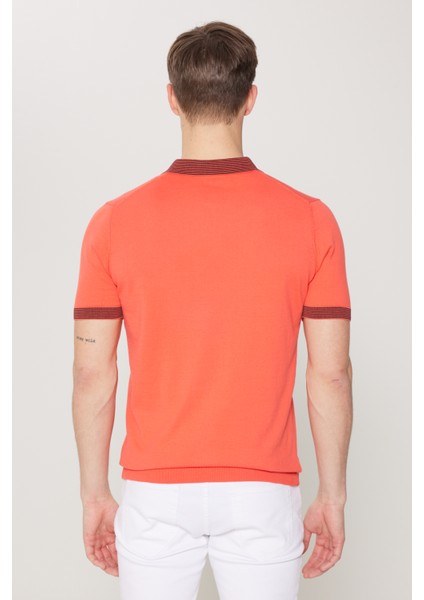 Erkek Mercan Standart Fit Normal Kesim Polo Yaka %100 Pamuk Triko Tişört