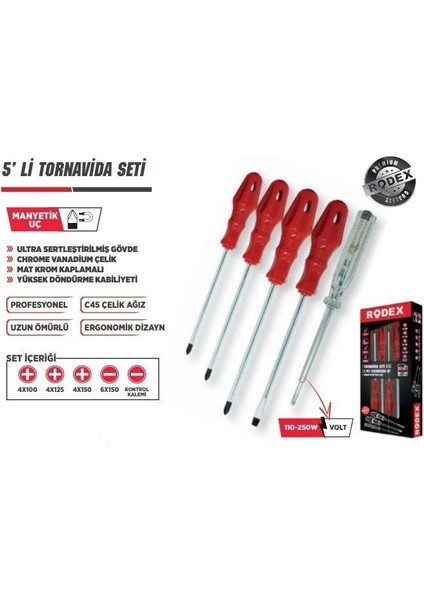 RHT0504200005 5'li Tornavida Seti (TR005T)