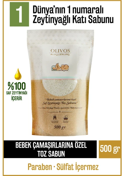 Doğal Organik Zeytinyağlı Bebek Kıyafetlerine Çamaşırlarına Özel Granül Sabun Toz Sabun 500 gr