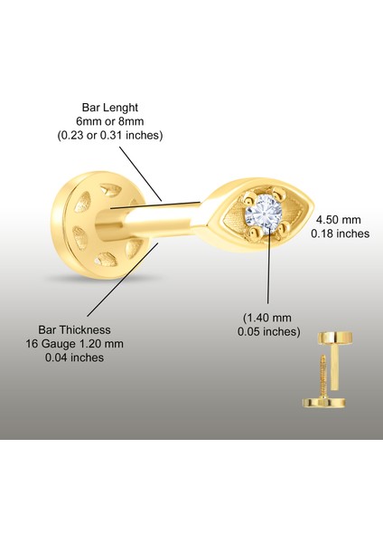 0.02 Karat Pırlanta Göz Tragus Piercing