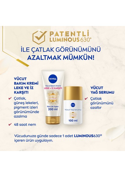 Luminous630 Çatlak Karşıtı Vücut Yağ Serumu 100ml, Cilt Tonu Eşitleyici, 48 Saat Nemlendirici