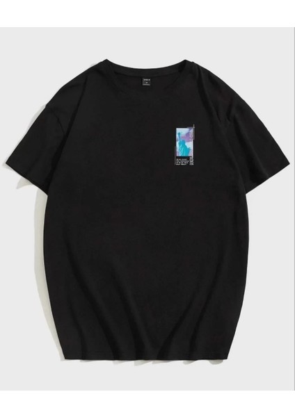 Baskılı Oversize T-Shirt Siyah