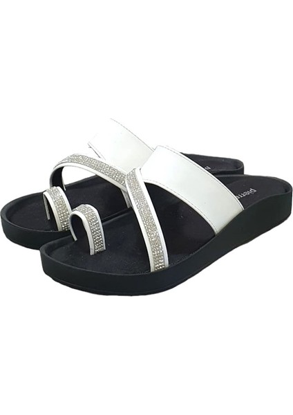 Anatomik Taban Taşlı Parmak Geçen Bayan Terlik modelleri