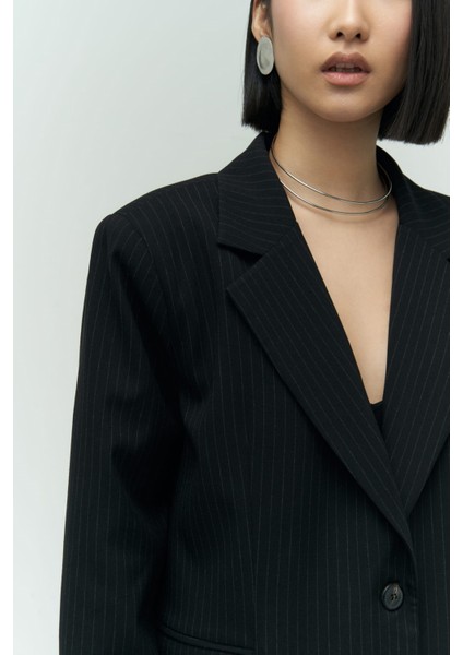 Bruno Çizgili Siyah Blazer modelleri