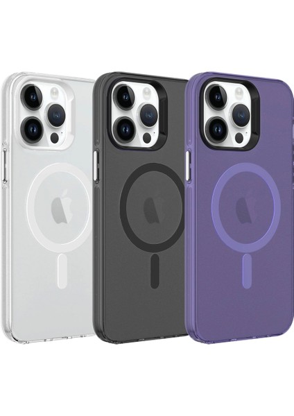 iPhone 14 Pro Max Kılıf Magsafe Şarj Özellikli Buzlu Transparan C-Pro Sert Kapak