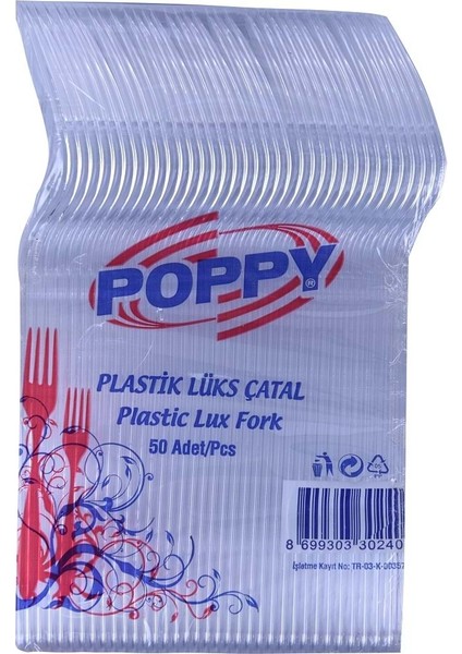 Plastik Lüks Çatal - 18 Cm. - Şeffaf - 50 Adetlik 10 Paket