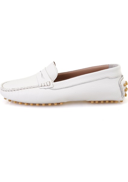 Vanessa Beyaz Kadın Deri Loafer