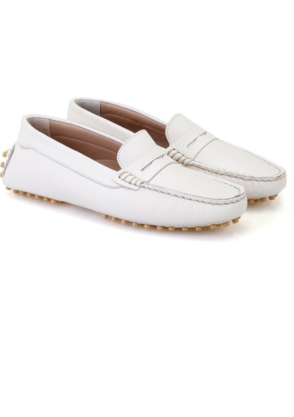 Vanessa Beyaz Kadın Deri Loafer