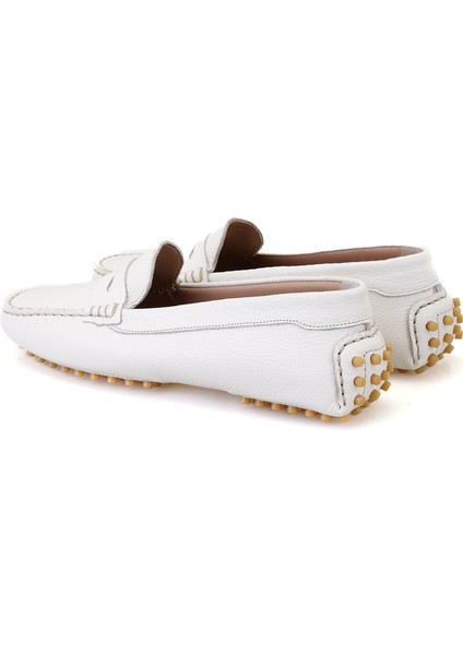 Vanessa Beyaz Kadın Deri Loafer fırsatları