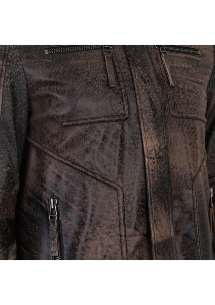 Nancy Kahve Erkek Vintage Deri Mont modelleri