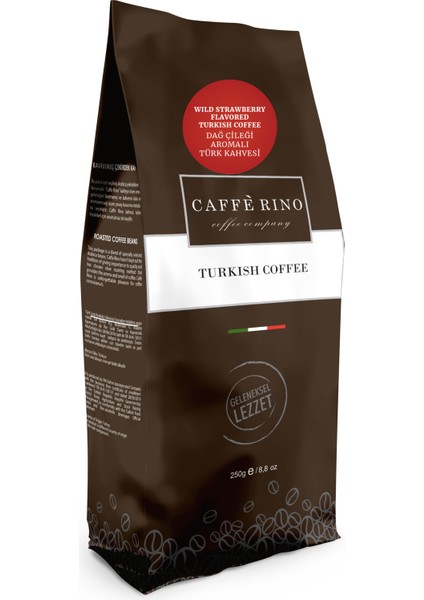 Caffe Rino Türk Kahvesi Dağ Çileği Aromalı 250 gr Paket Caffe Rino