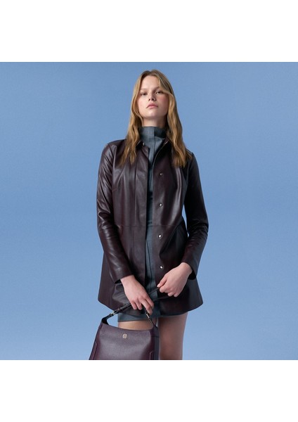 Cherlin Bordo Kadın Deri Mont