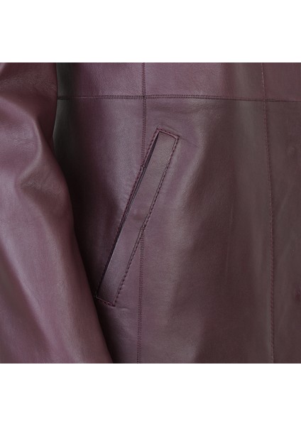 Cherlin Bordo Kadın Deri Mont modelleri