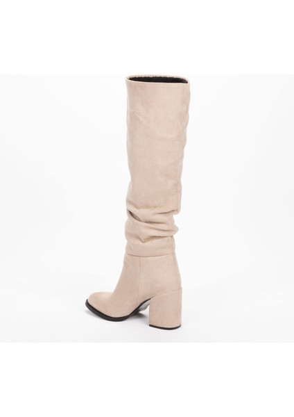 Kadın Sivri Burunlu Kalın Topuklu Körüklü Diz Altı Çizme fırsatları