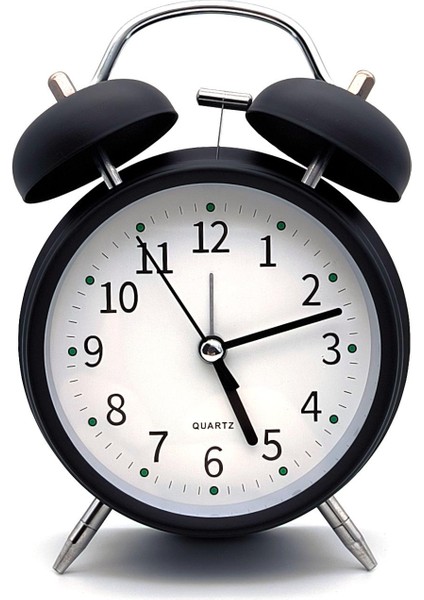 16CM Büyük Boy Akar Saniyeli Alarm Çalar Saat - Nostaljik Masa Saati Siyah