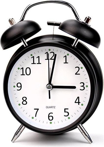 16CM Büyük Boy Akar Saniyeli Alarm Çalar Saat - Nostaljik Masa Saati Siyah