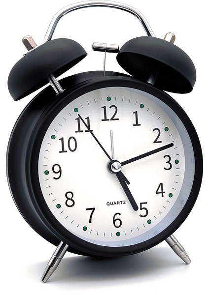 16CM Büyük Boy Akar Saniyeli Alarm Çalar Saat - Nostaljik Masa Saati Siyah