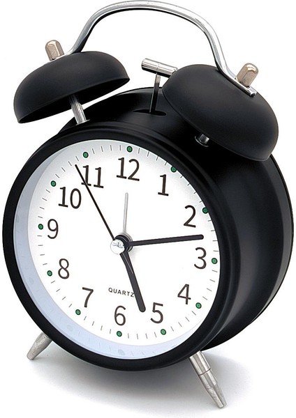 16CM Büyük Boy Akar Saniyeli Alarm Çalar Saat - Nostaljik Masa Saati Siyah