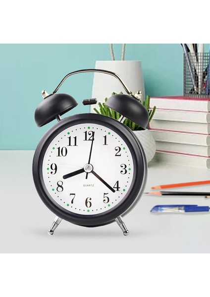 16CM Büyük Boy Akar Saniyeli Alarm Çalar Saat - Nostaljik Masa Saati Siyah