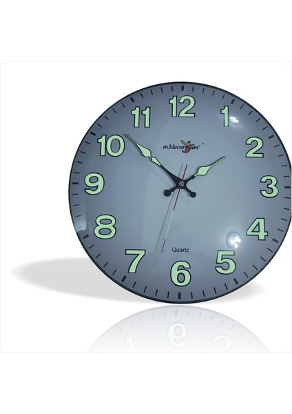 Yansıma Yapmayan Mat Beyaz Zemin Sessiz Kayar Saniye Fosforlu Gece Görünen 35 cm Camlı Duvar Saati fiyatları