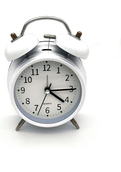 16CM Büyük Boy Akar Saniyeli Alarm Çalar Saat - Nostaljik Masa Saati Beyaz