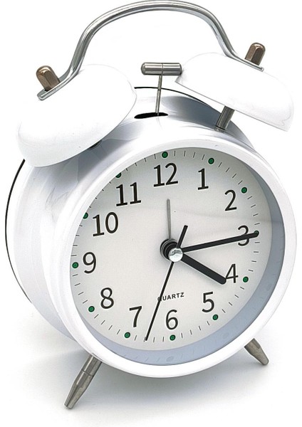 16CM Büyük Boy Akar Saniyeli Alarm Çalar Saat - Nostaljik Masa Saati Beyaz