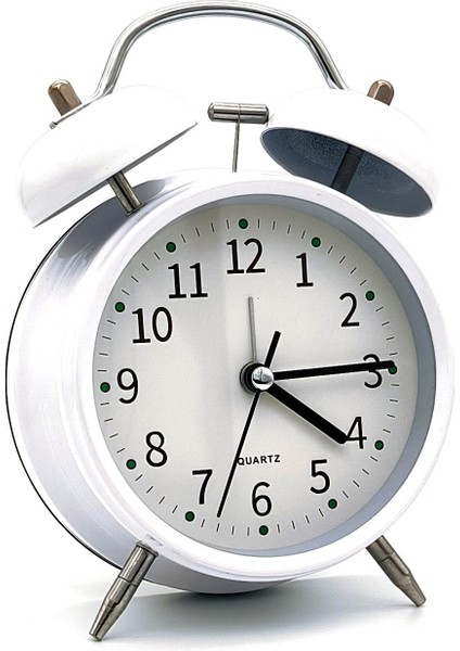 16CM Büyük Boy Akar Saniyeli Alarm Çalar Saat - Nostaljik Masa Saati Beyaz