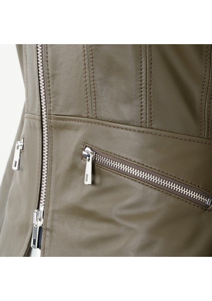 Adelie Haki Kadın Deri Mont fırsatları