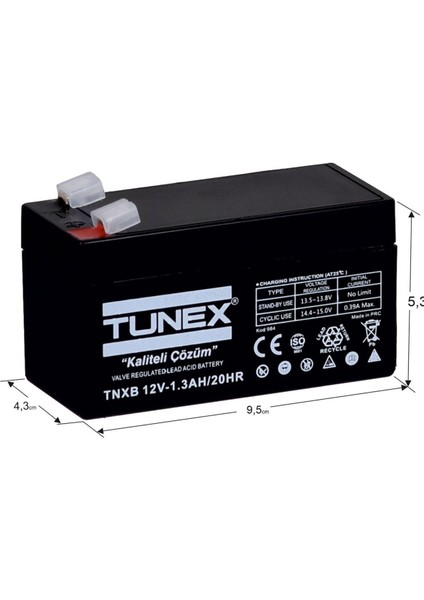 12V 1,3A 0,51 kg Kuru Bakımsız Akü (97*43*53*59 Mm) TNXB-12V1,3A