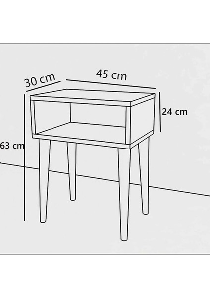 Yatakbaşı Başucu Kapaklı Komodin Yan Sehpa Ceviz