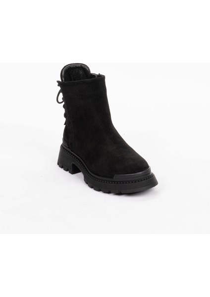 Kadın Hakiki Süet Deri Kalın Tabanlı Tasarım Bot
