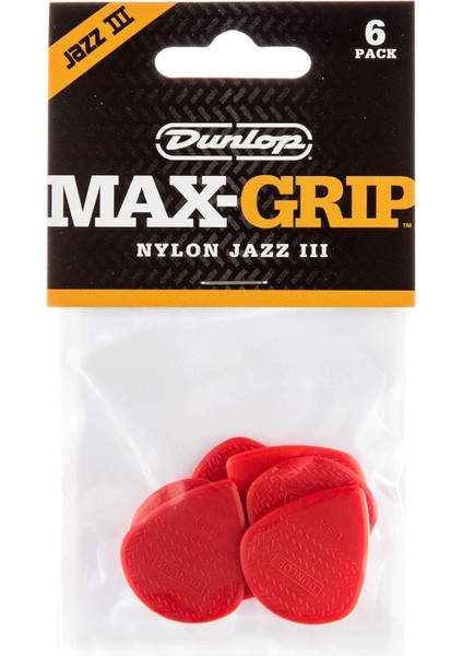 471P3N Nyl Max Grip Jazz 3 6'lı Kırmızı Gitar Pena
