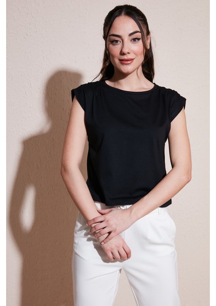 Pamuklu Regular Fit Omuz Büzgülü Bluz Bayan Bluz 24Y0794K1