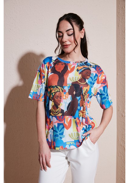 Desenli Pamuklu Relaxed Fit Bluz Bayan Bluz 24Y0927K1