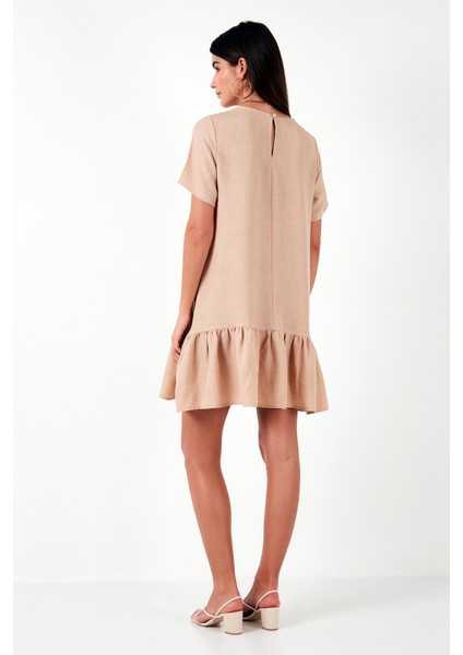 Bisiklet Yaka Etek Ucu Volanlı Regular Fit Elbise Kadın Elbise 611EL00520 indirimleri