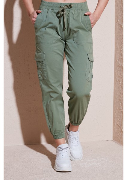 Yüksek Bel Regular Fit Jogger Kargo Pantolon Bayan Pantolon 24Y0311K1 modelleri