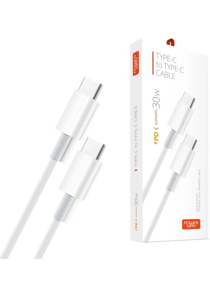 Powerway PD30 Type-C Şarj Data Kablosu Iki Ucu Type-C Uçlu Şarj Kablosu 1 Metre
