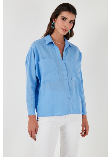 Sırt Pencere Detaylı Çift Cepli % 100 Pamuk Relaxed Fit Gömlek Bayan Gömlek 51444592 indirimleri