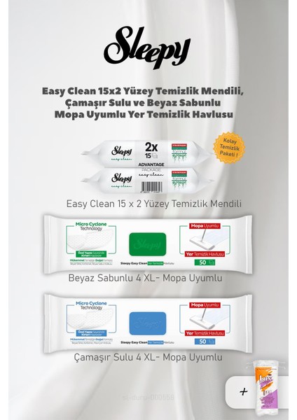 Easy Clean Yüzey 2 x 15 Ve, Mopa Uyumlu 4 Xl Havlular, Pamuk 50 Gram