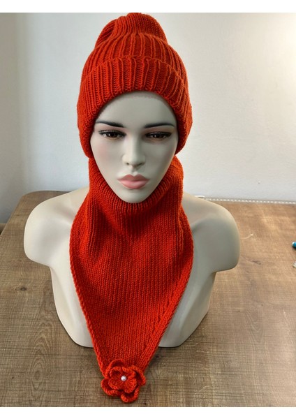 El Örgüsü Yumuşak Kadın Bere Boyunluk Set Standart Beden