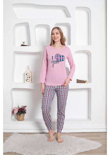 Dreamy Pamuklu Uzun Kollu Desenli Paça Manşetli Pijama Takımı