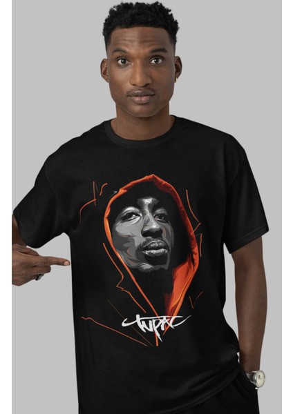3D Tupac Baskılı Tişört, Erkek-Kadın Rap Baskılı T-Shirt