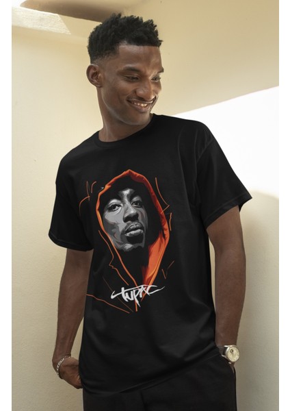 3D Tupac Baskılı Tişört, Erkek-Kadın Rap Baskılı T-Shirt