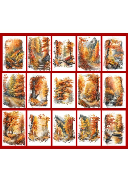 Sonbahar Temalı Mini Kartpostal Seti (7,5X10 cm 15 Adet)