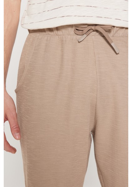 Standart Fit Normal Kesim Bisiklet Yaka Pamuklu Çizgili Pijama Takımı modelleri