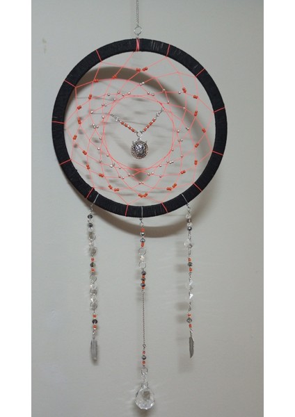 Baykuş Objeli Siyah Turuncu Dekoratif Kristal Taşlı Dreamcather Suncather fiyatları