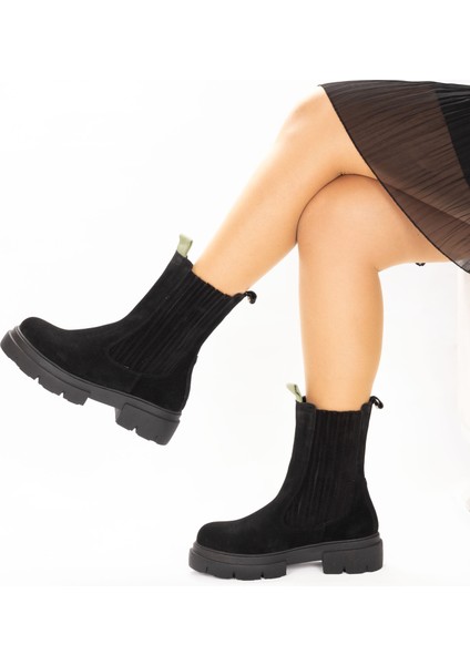 Kadın Süet Deri Kalın Tabanlı Postal Bot Chelsea