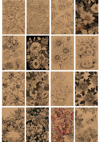 Çiçekler Temalı Kartpostal Seti (10X15 cm 16 Adet)